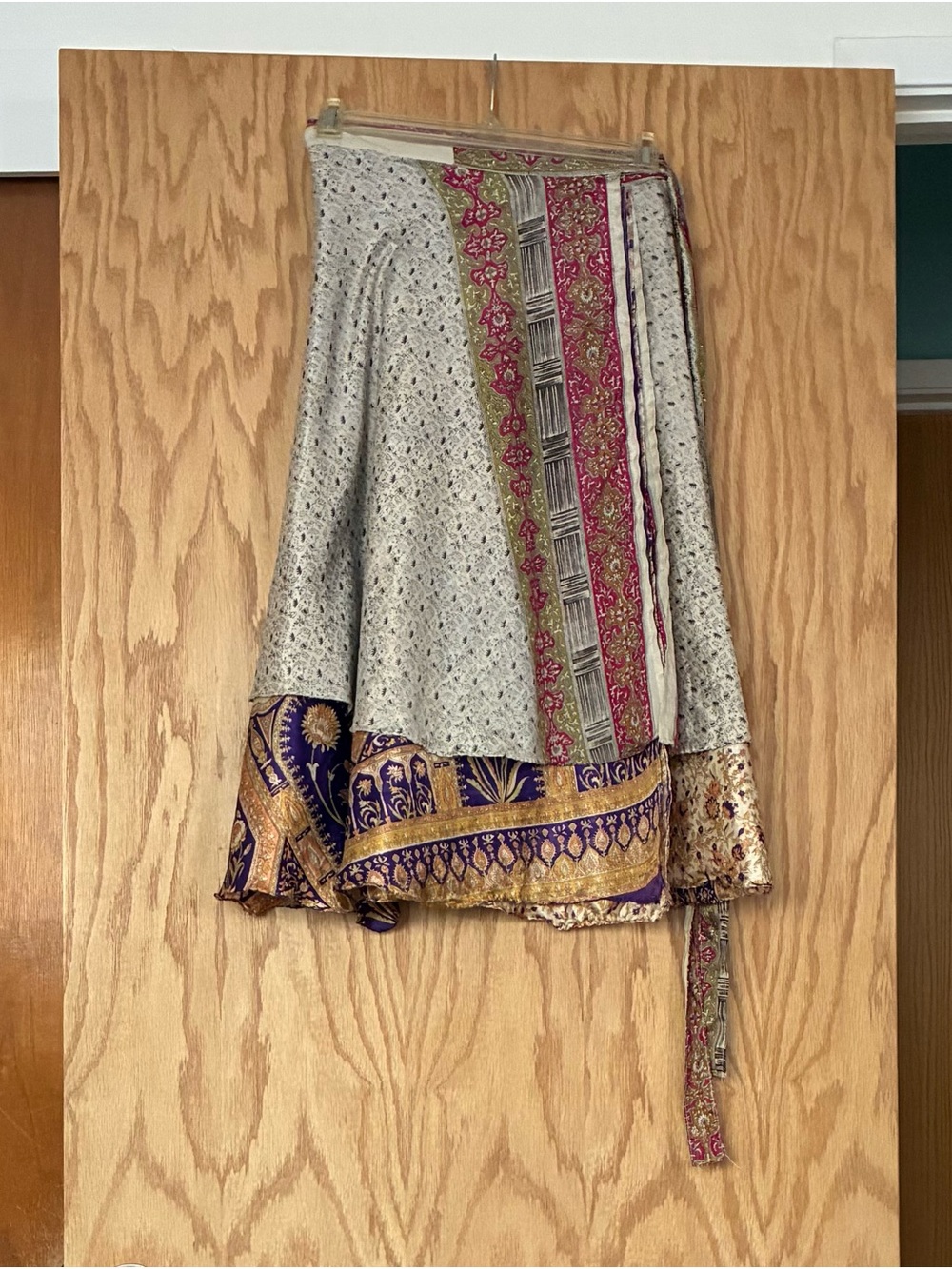 Silk Reversible Wrap Around Floral Skirt - Picture 3 of 13